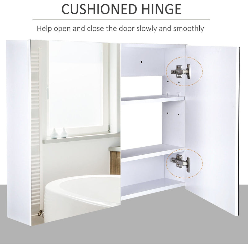 Wall Mounted Mirror Cabinet, Double Doors, L80 x H60 x D15cm