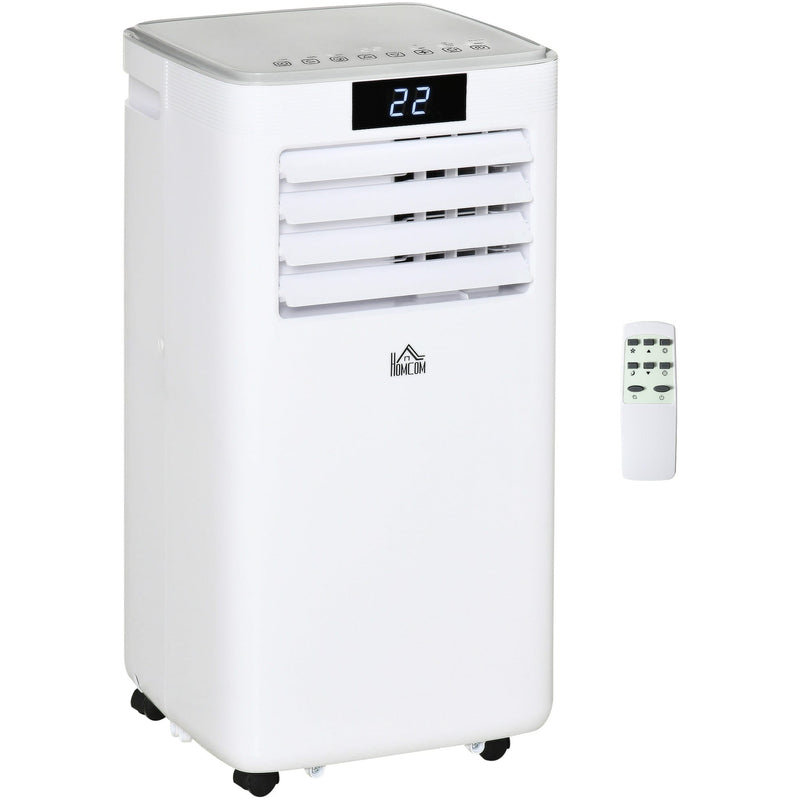 HOMCOM 7000 BTU Mobile Air Conditioner Portable AC Unit for Cooling Dehumidifying Ventilating with Remote Controller, LED Display, Timer, White Homcom
