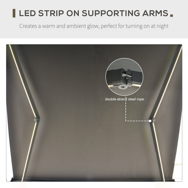 300 x 250cm Electric Awning - R/C & LED, Grey