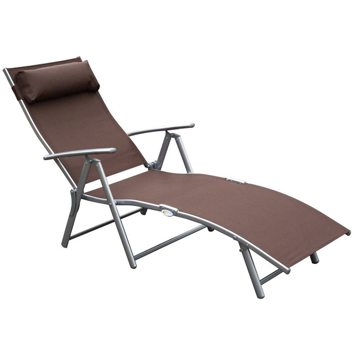 Folding Sun Lounger With Arms, Brown