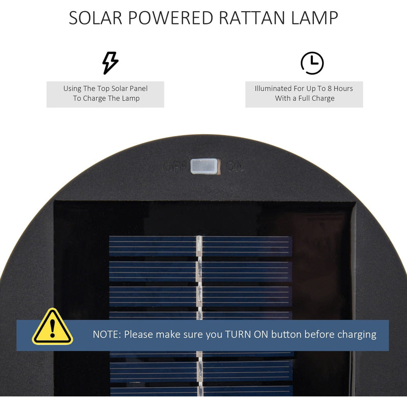 PE Rattan Solar Lanterns, Woven Wicker, Auto On/Off Outsunny