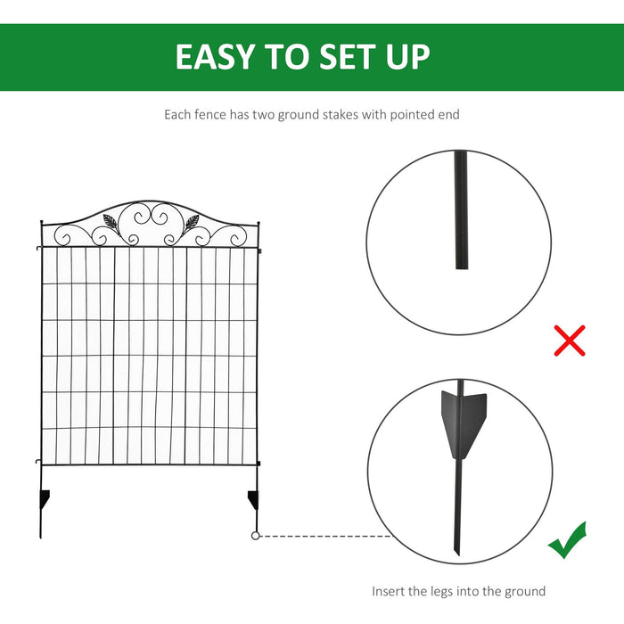 4 Panels Metal Garden Border Fence 44in