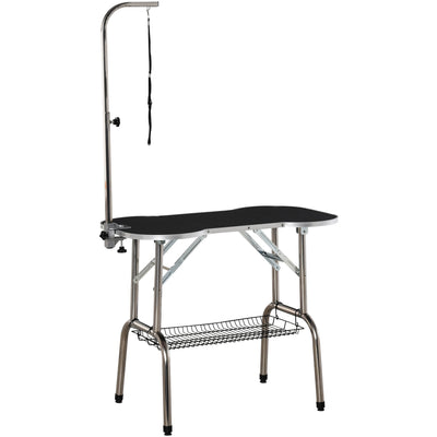 Folding Pet Grooming Table With Arm, Black Pawhut