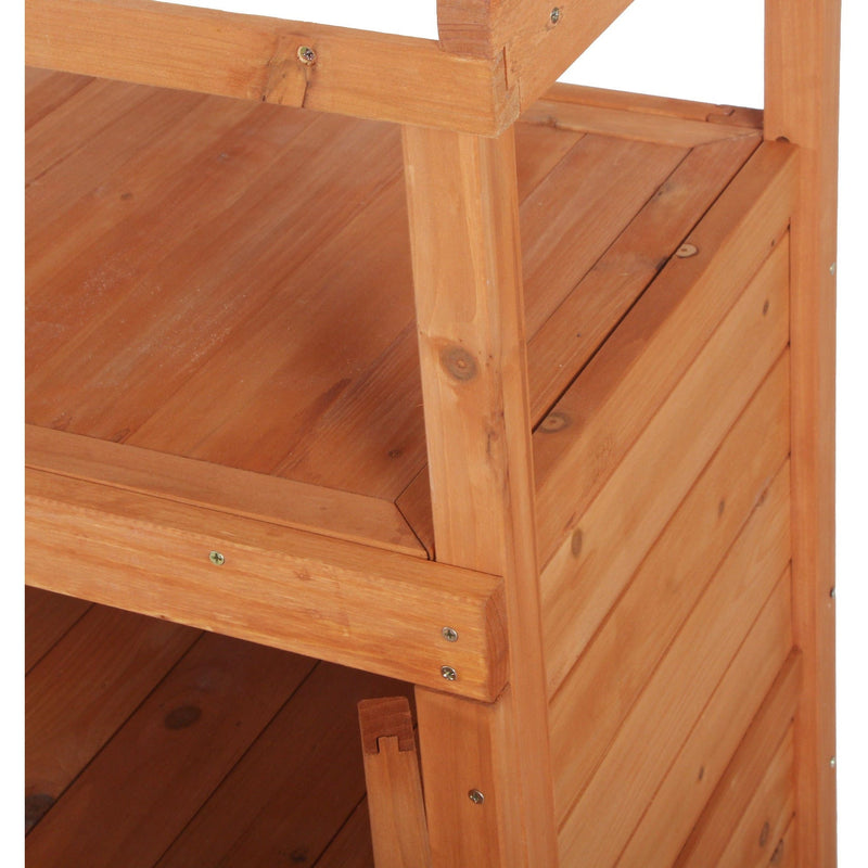 Potting Bench With Cupboard, Galvanized Top - 98x47x105 cm Outsunny