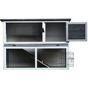 Fir Wood Animal Hutch With Slide Out Tray - Grey Pawhut