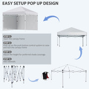 Outsunny 3x3m Pop Up Gazebo, White, 2 Sidewalls Outsunny