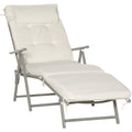 Adjustable Sun Lounger With Cushion, Cream/White Outsunny
