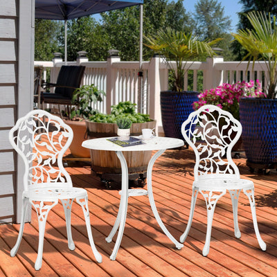 White Metal Garden Bistro Set Outsunny