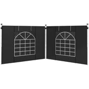 Outsunny Gazebo Side Panels, 2 Pack Sides Replacement, for 3x3(m) or 3x6m Pop Up Gazebo, with Windows and Doors, Black Outsunny