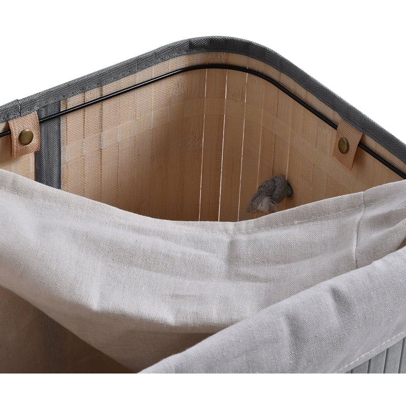 Foldable Laundry Basket, Grey Wood