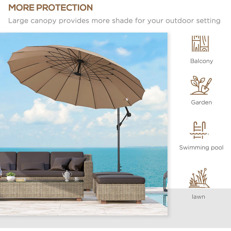 3m Shanghai Cantilever Parasol - Crank Handle, 18 Ribs