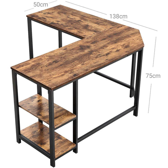 L Shaped Desk With Shelves by Vasagle