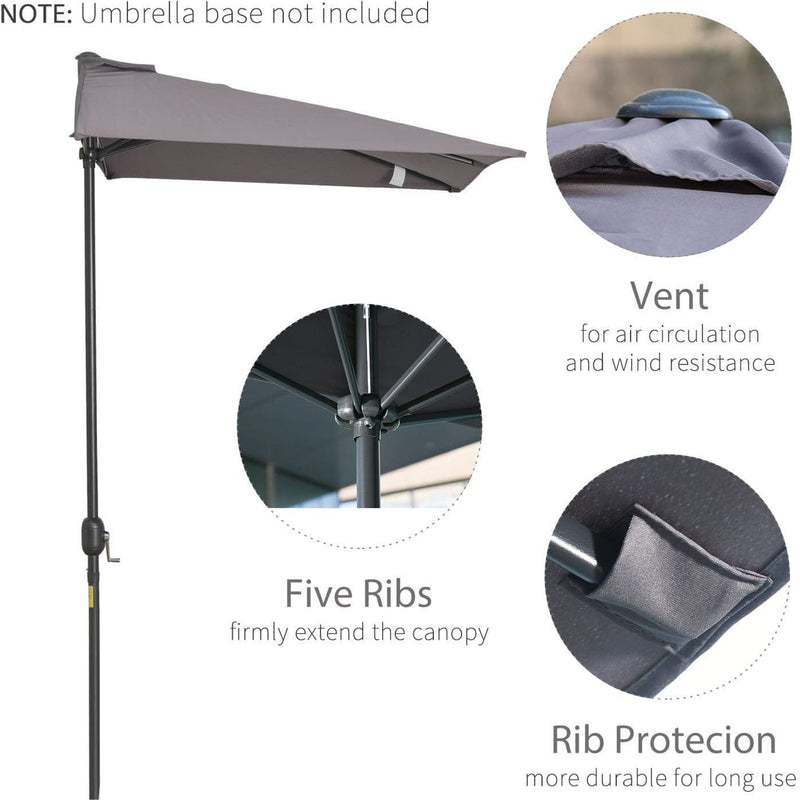 2.3m Balcony Half Umbrella, Crank Handle