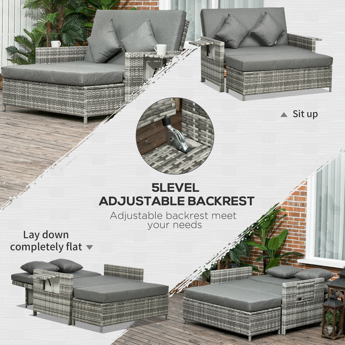 Grey 2 Seater Outdoor Rattan Daybed/Sofa