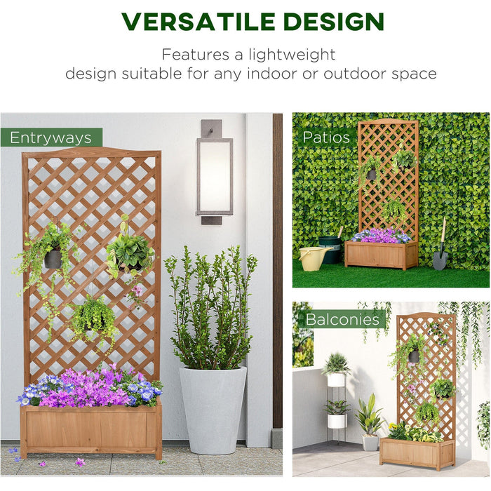 Wooden Garden Planter With Trellis