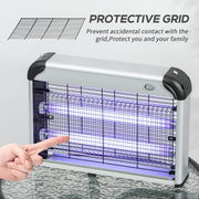 Outsunny Free Standing Wall Hanging 20W Electric Fly Mosquito Killer Electric Fly Zapper, Bug Zapper, Insect Killer, Silver Outsunny