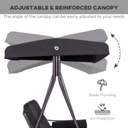 Black Outdoor Swing Chair With Canopy & Cup Trays Outsunny