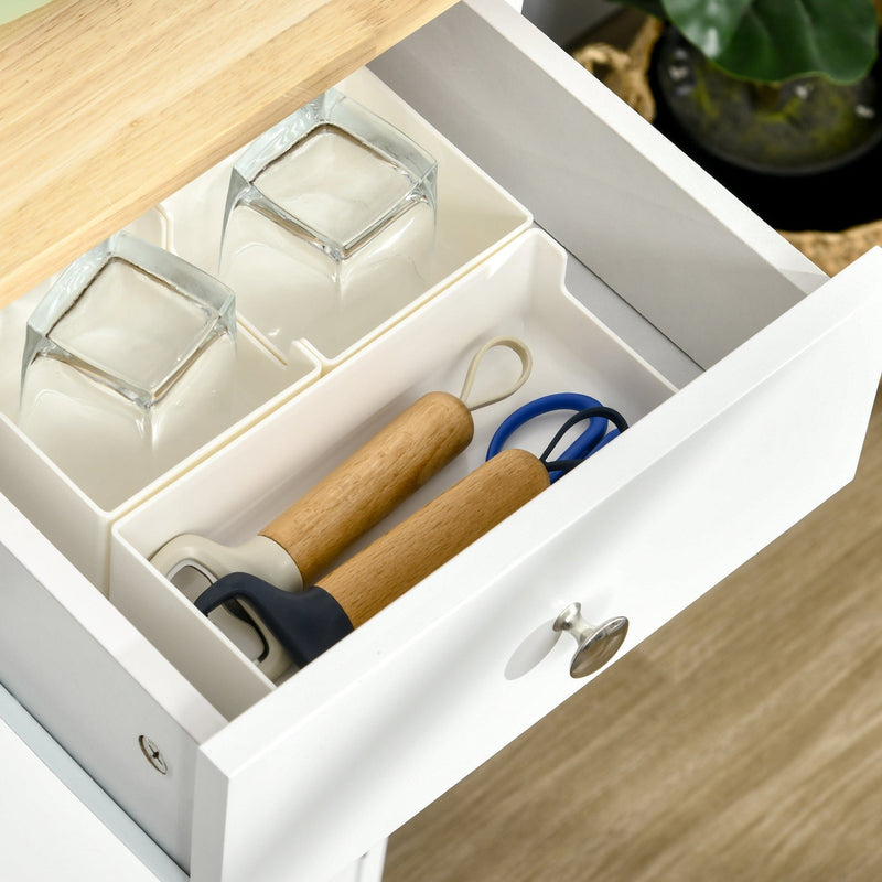 Kitchen Sideboard Cabinet, Rubberwood Top, Cabinets, Drawers