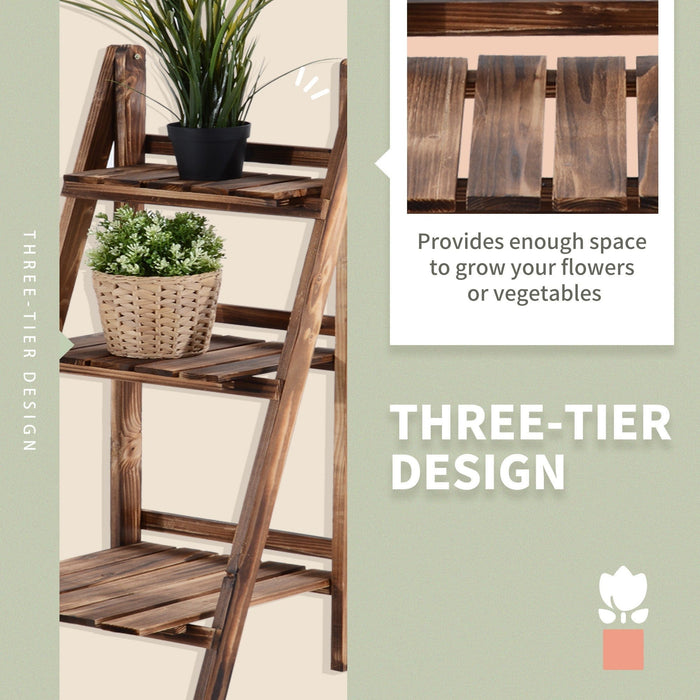 3 Tier Folding Wooden Garden Planter Display Stand