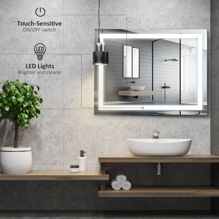 LED Wall Mounted Bathroom Mirror With Touch Switch (80x60cm)