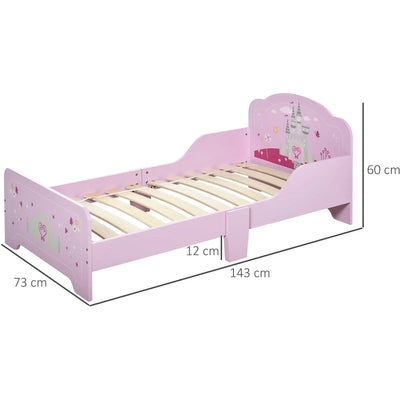 Kids Single Bed with Castle Design, Pink Homcom