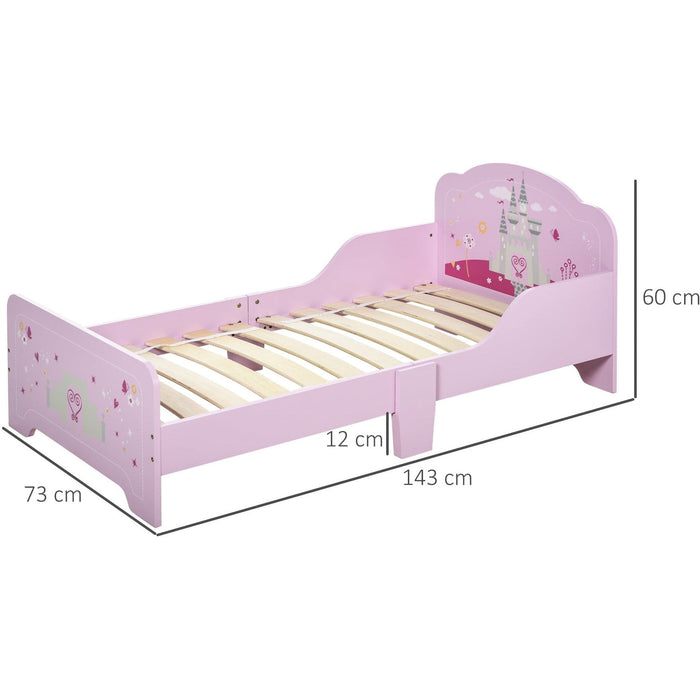 Kids Single Bed with Castle Design, Pink