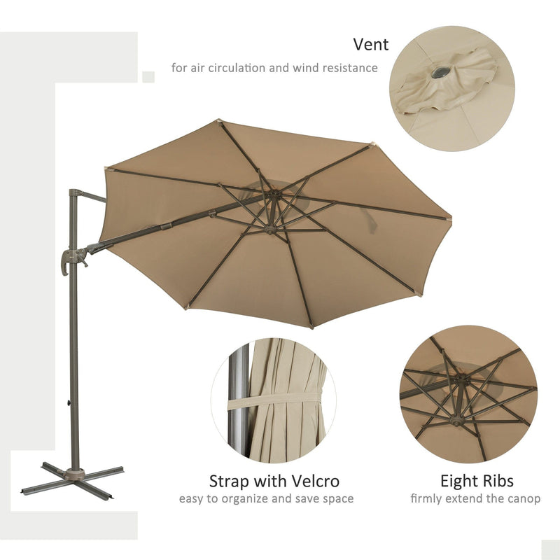 3M Cantilever Garden Parasols with 360° Rotation