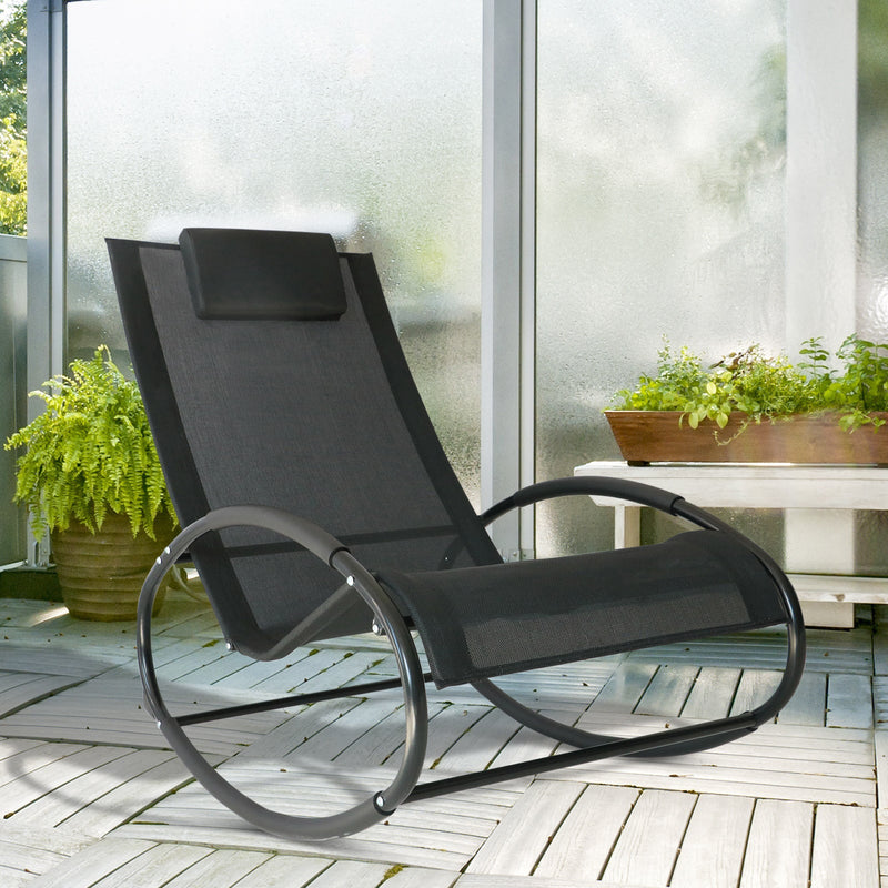 Rocker Sun Lounger With Pillow Outsunny
