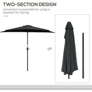 Outsunny 2.7m Balcony Half Parasol 5 Steel Ribs Construction Garden Outdoor Umbrella Black Outsunny