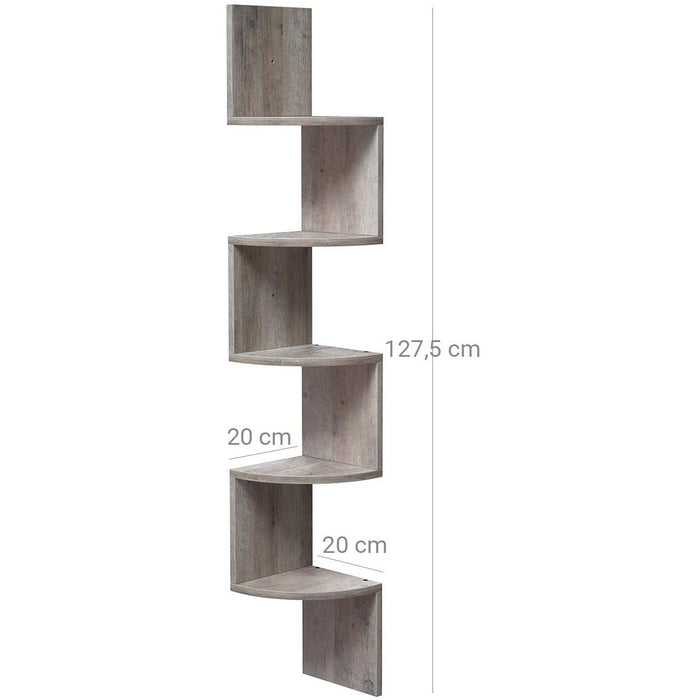 Vasagle Wall-Mounted Wooden Corner Bookshelf