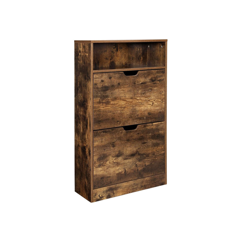 Vasagle Industrial Style Shoe Cabinet for Hallway - 2 Pull Down Doors and a Handy Shelf