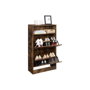 Vasagle Industrial Style Shoe Cabinet for Hallway - 2 Pull Down Doors and a Handy Shelf