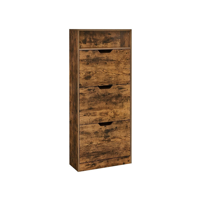 Vasagle Tall Slim Shoe Cabinet, Rustic Brown