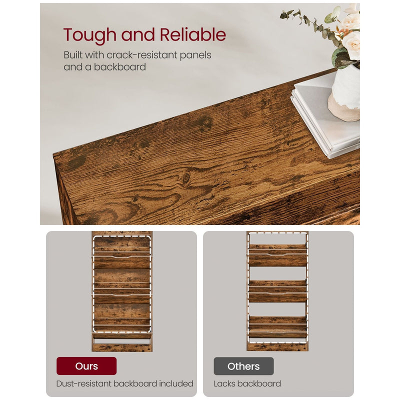 Vasagle Tall Slim Shoe Cabinet, Rustic Brown