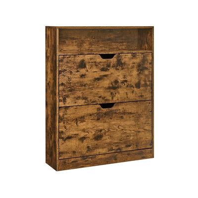 Narrow Hallway Shoe Storage Cabinet Rustic Brown by Vasagle