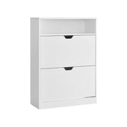 Vasagle 3 Tier Slim White Shoe Cabinet With 2 Flip down Doors For Entryway or Hallway