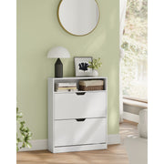 Vasagle 3 Tier Slim White Shoe Cabinet With 2 Flip down Doors For Entryway or Hallway