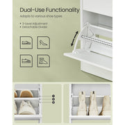 Vasagle 3 Tier Slim White Shoe Cabinet With 2 Flip down Doors For Entryway or Hallway