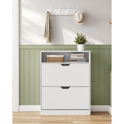 Vasagle 3 Tier Slim White Shoe Cabinet With 2 Flip down Doors For Entryway or Hallway