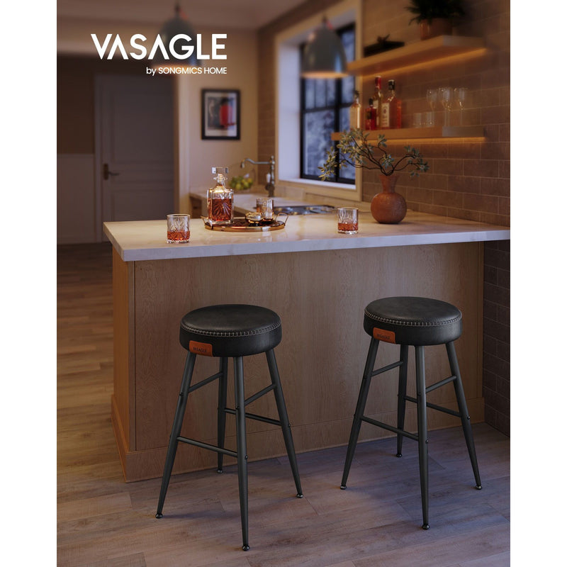 Vasagle Bar Stools Without Backs Set of 2, Ink Black, 63cm