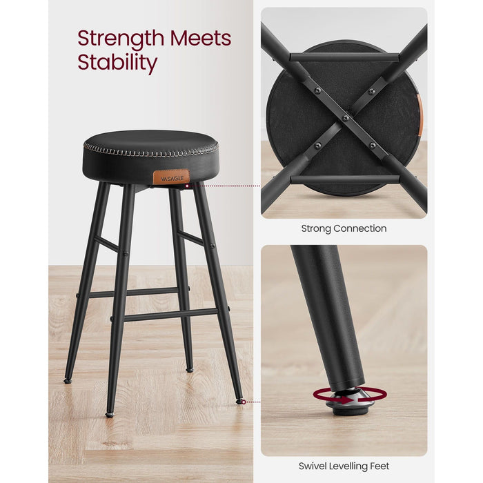 Vasagle Bar Stools Without Backs Set of 2, Ink Black, 63cm