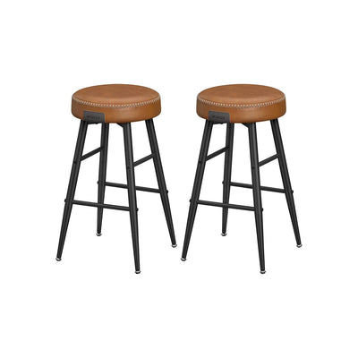 Ekho Bar Stools Without Backs Set of 2, 63cm - Brown Leather