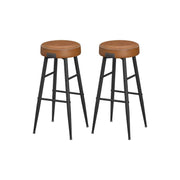 Ekho Bar Stools Without Backs Set of 2, 76cm Brown Leather