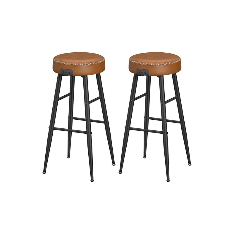 Ekho Bar Stools Without Backs Set of 2, 76cm Brown Leather