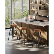 Ekho Bar Stools Without Backs Set of 2, 76cm Brown Leather