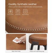 Ekho Bar Stools Without Backs Set of 2, 76cm Brown Leather