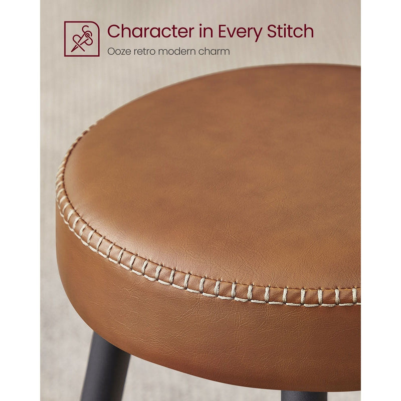 Ekho Bar Stools Without Backs Set of 2, 76cm Brown Leather