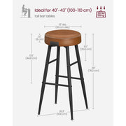 Ekho Bar Stools Without Backs Set of 2, 76cm Brown Leather