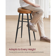 Ekho Bar Stools Without Backs Set of 2, 76cm Brown Leather