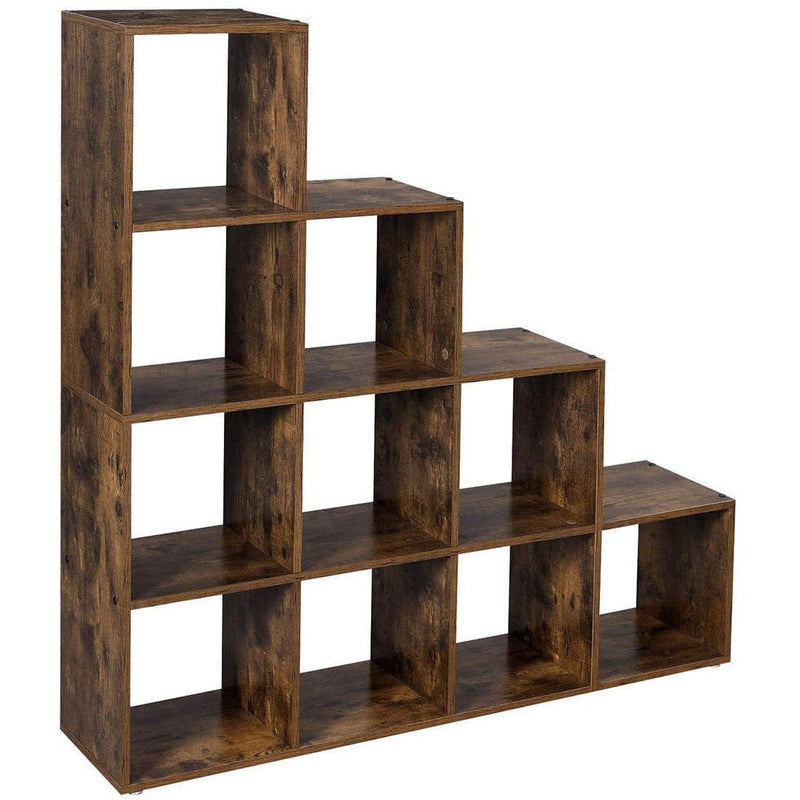 Cube Storage Room Divider by Vasagle - Rustic brown finish, features 10 open cubes for storage.